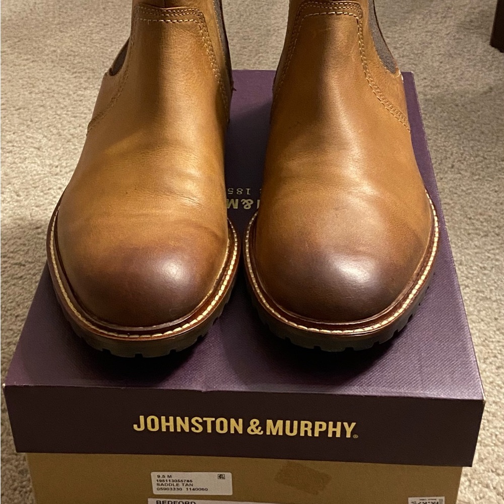 Johnston & Murphy Tan Leather Dress Boots